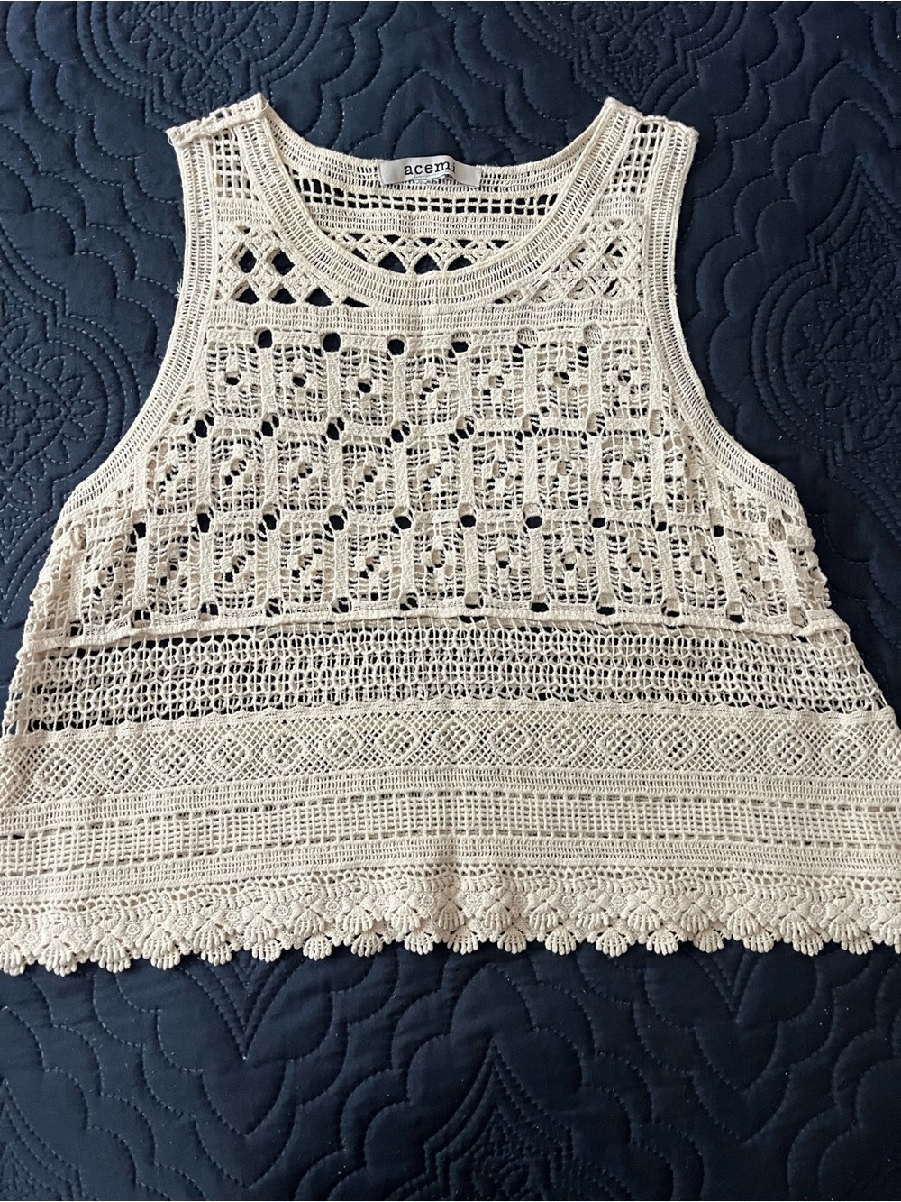 Acemi Crochet Tank Top in Cream